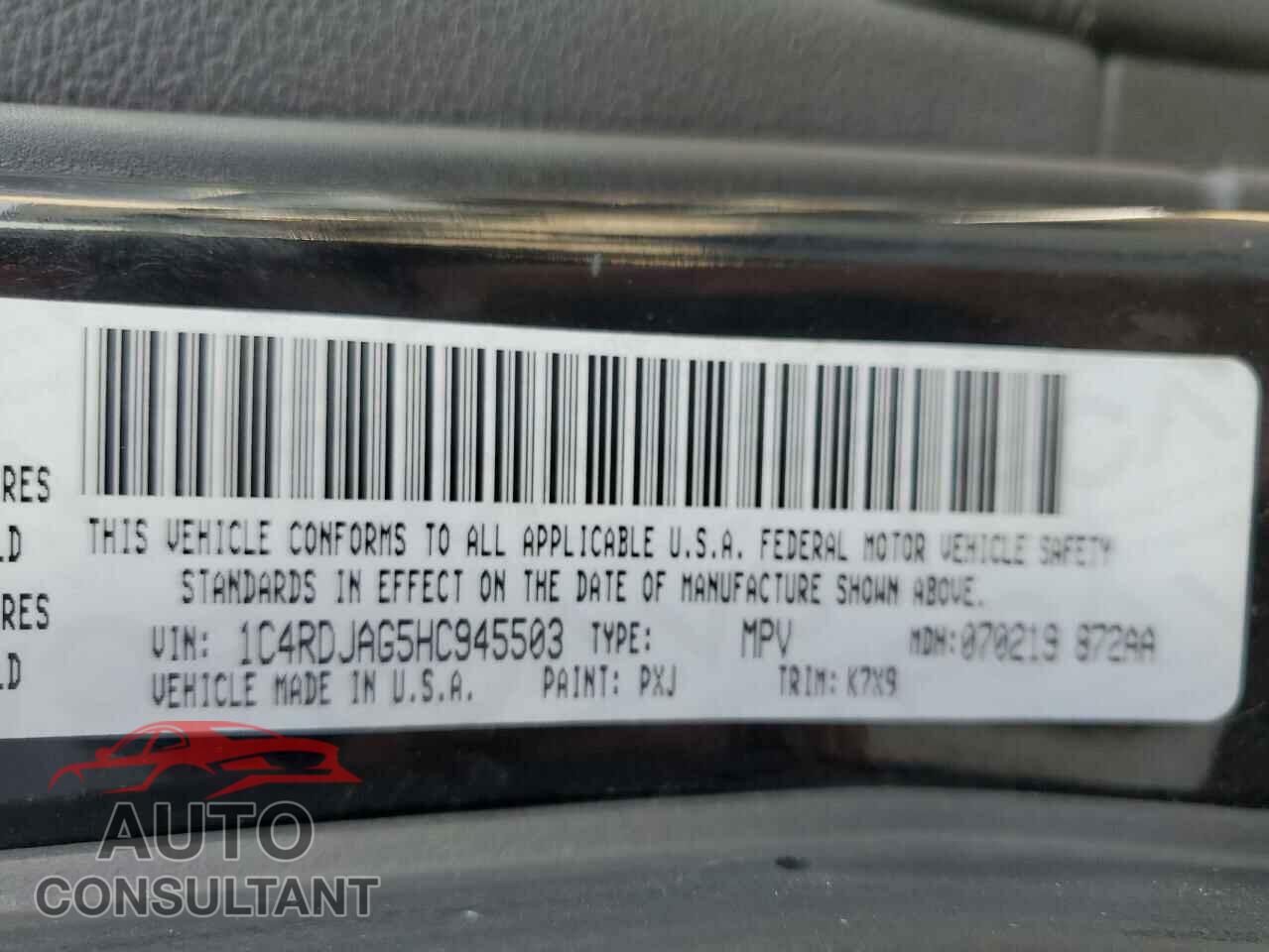 DODGE DURANGO 2017 - 1C4RDJAG5HC945503