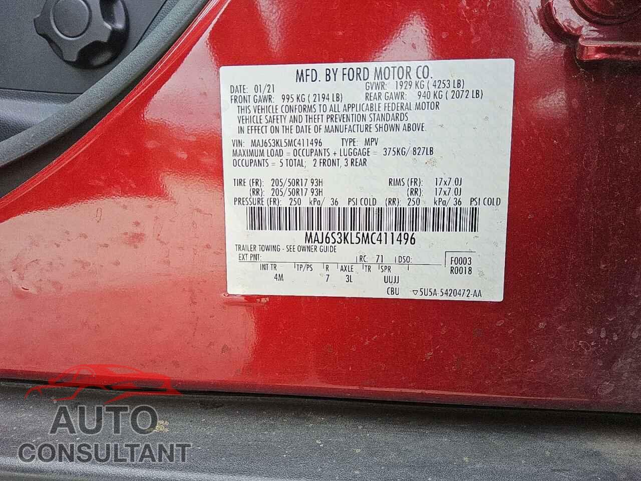 FORD ECOSPORT 2021 - MAJ6S3KL5MC411496