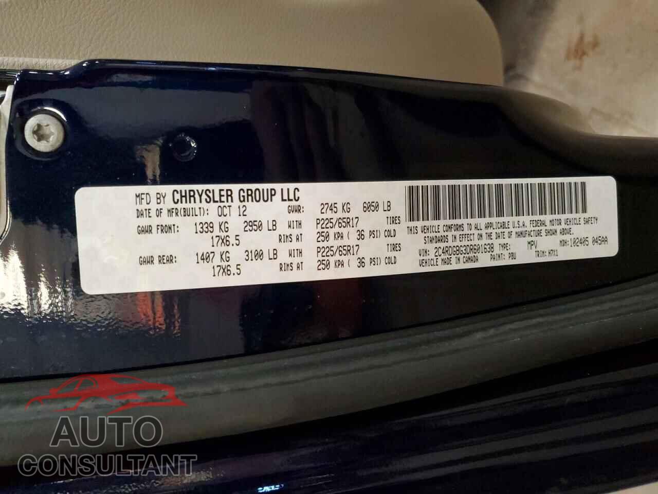 DODGE CARAVAN 2013 - 2C4RDGBG3DR601638