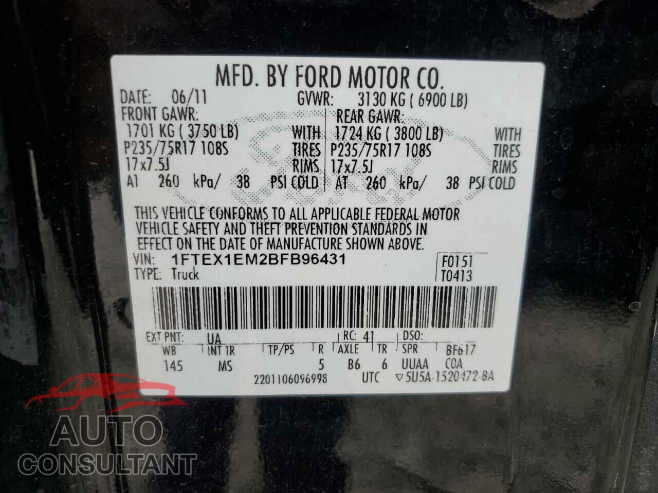 FORD F-150 2011 - 1FTEX1EM2BFB96431