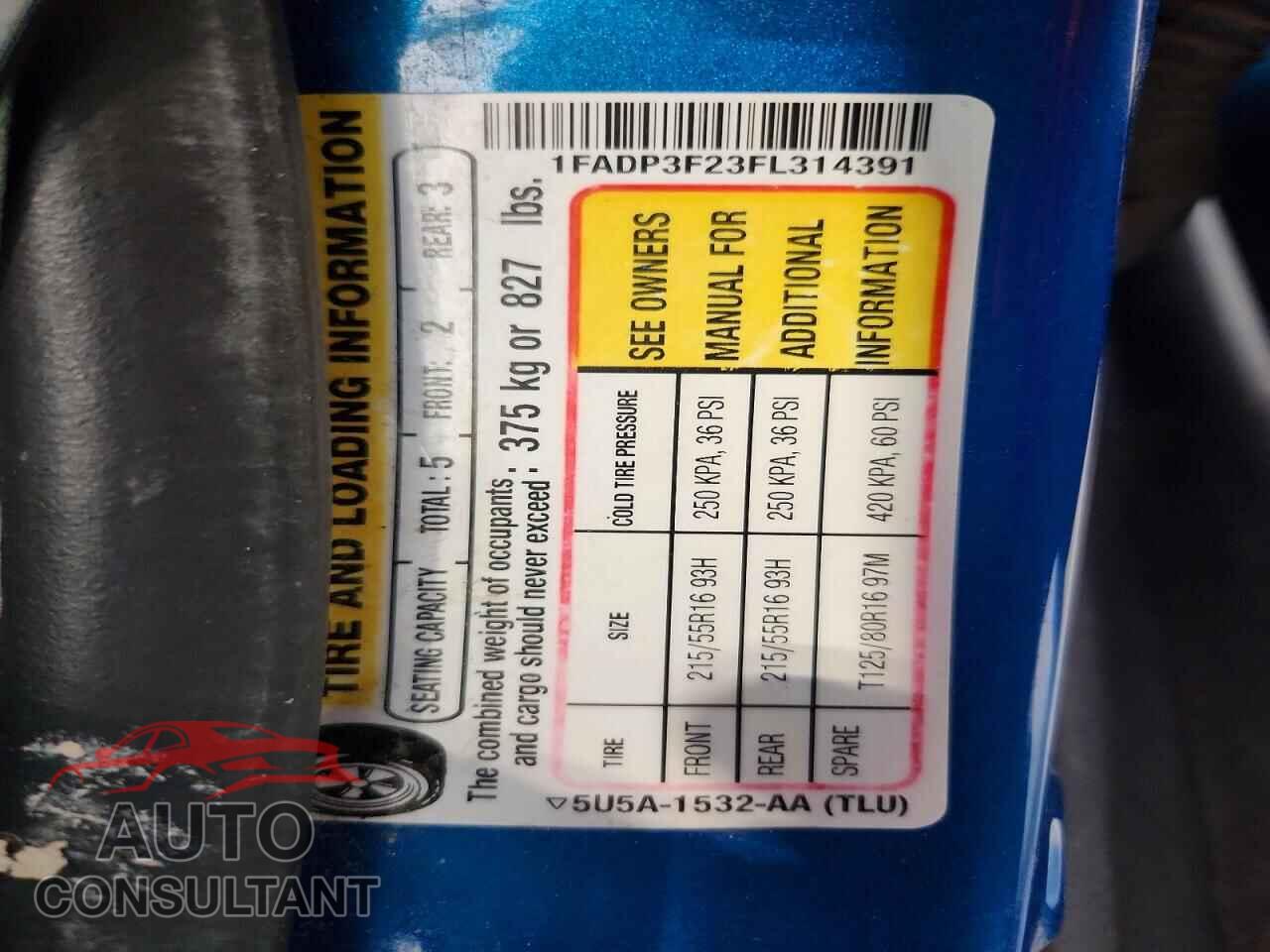 FORD FOCUS 2015 - 1FADP3F23FL314391