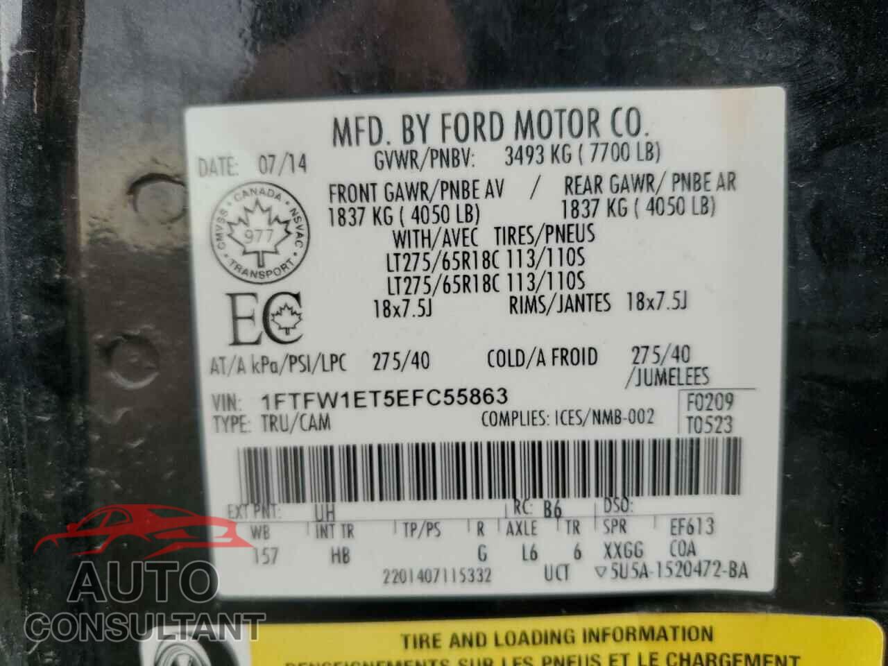 FORD F-150 2014 - 1FTFW1ET5EFC55863