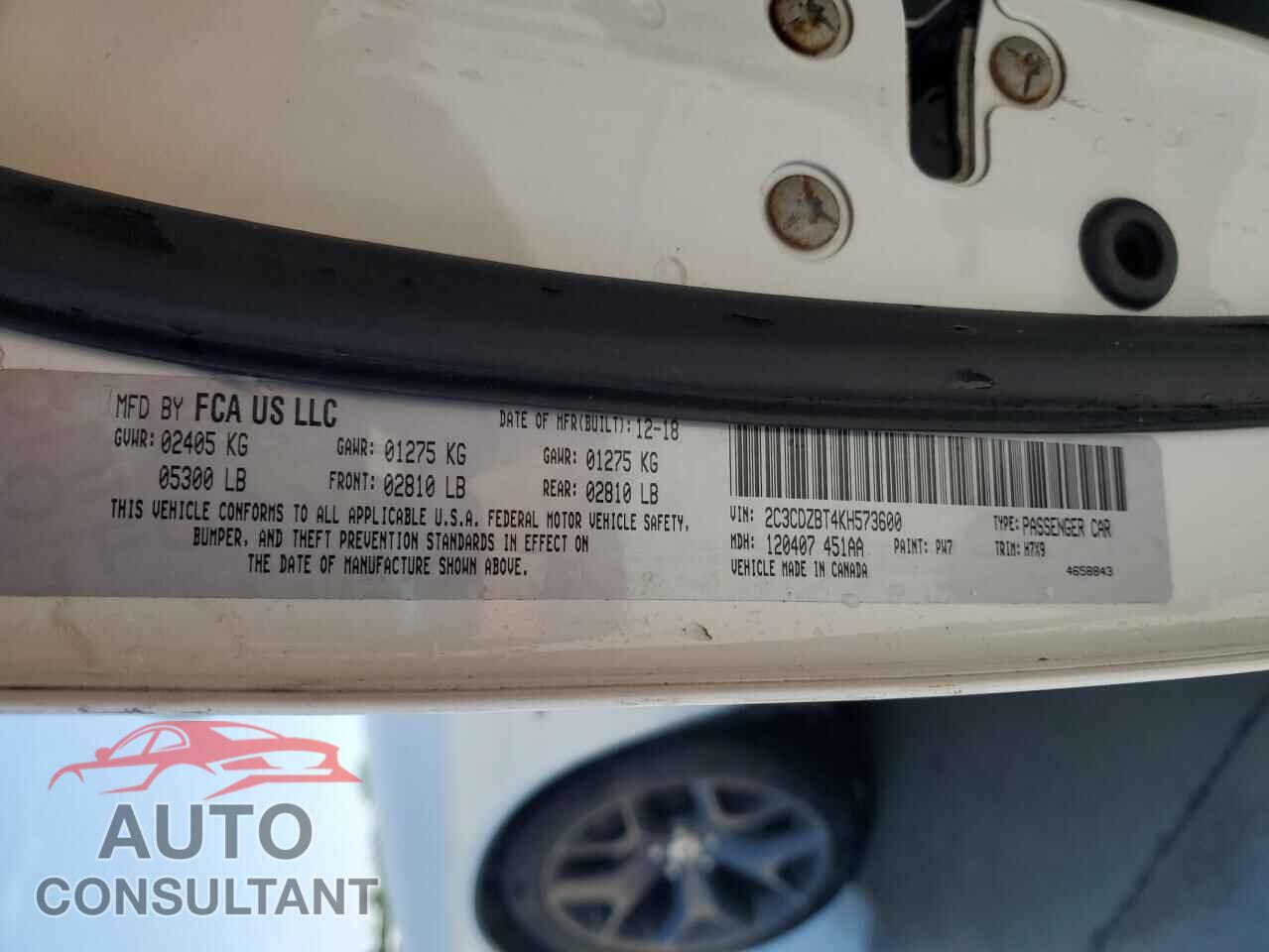 DODGE CHALLENGER 2019 - 2C3CDZBT4KH573600
