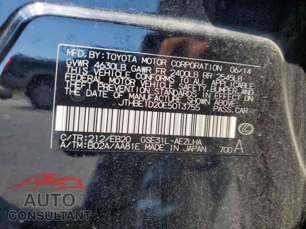 LEXUS IS 2014 - JTHBE1D20E5013755