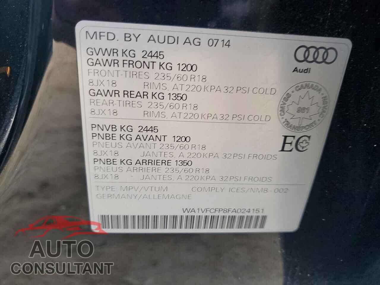AUDI Q5 2015 - WA1VFCFP8FA024151
