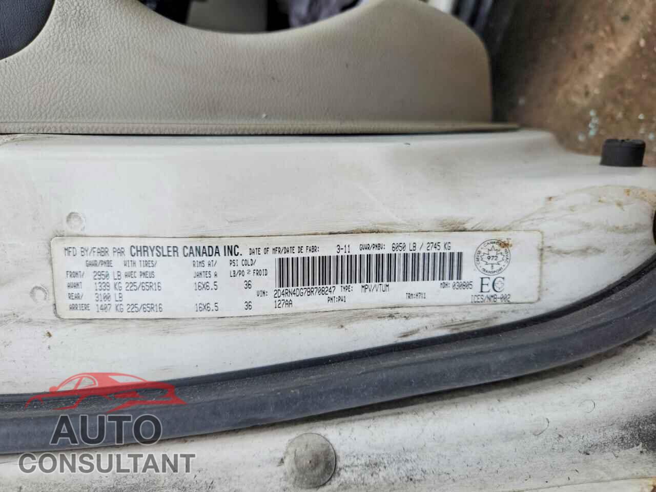 DODGE CARAVAN 2011 - 2D4RN4DG7BR708247