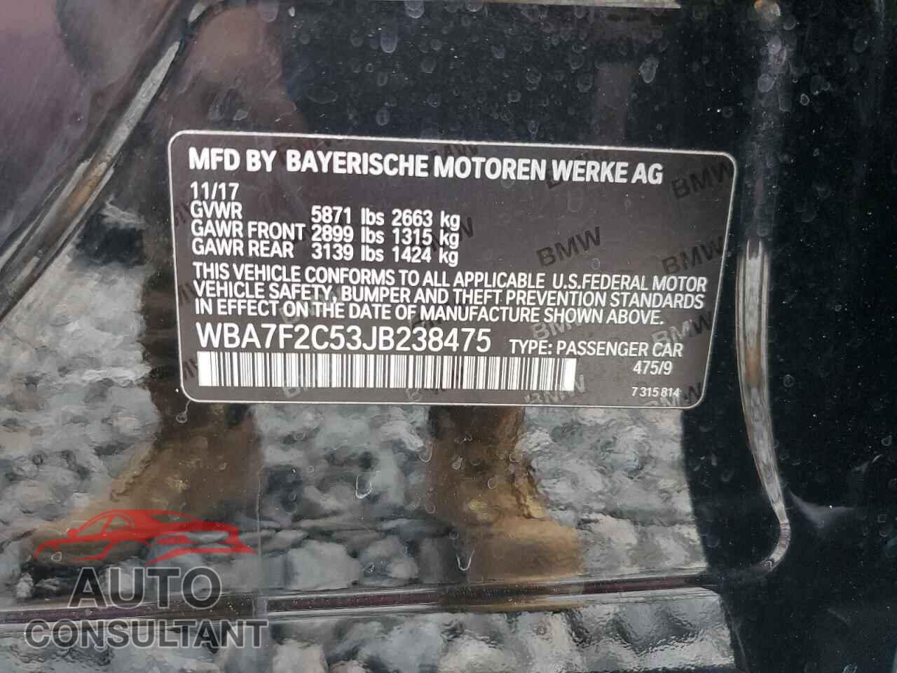 BMW 7 SERIES 2018 - WBA7F2C53JB238475