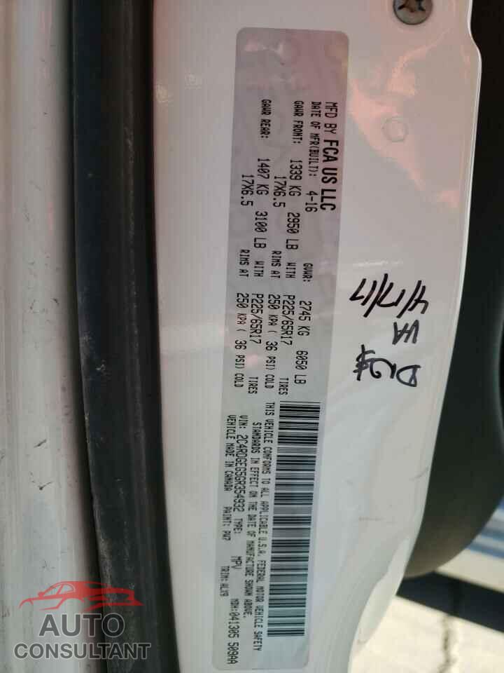 DODGE CARAVAN 2016 - 2C4RDGEG5GR354932