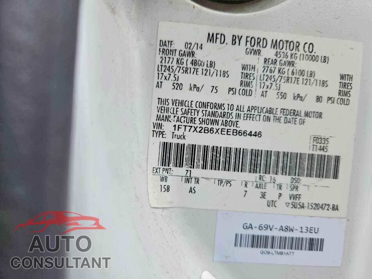 FORD F250 2014 - 1FT7X2B6XEEB66446