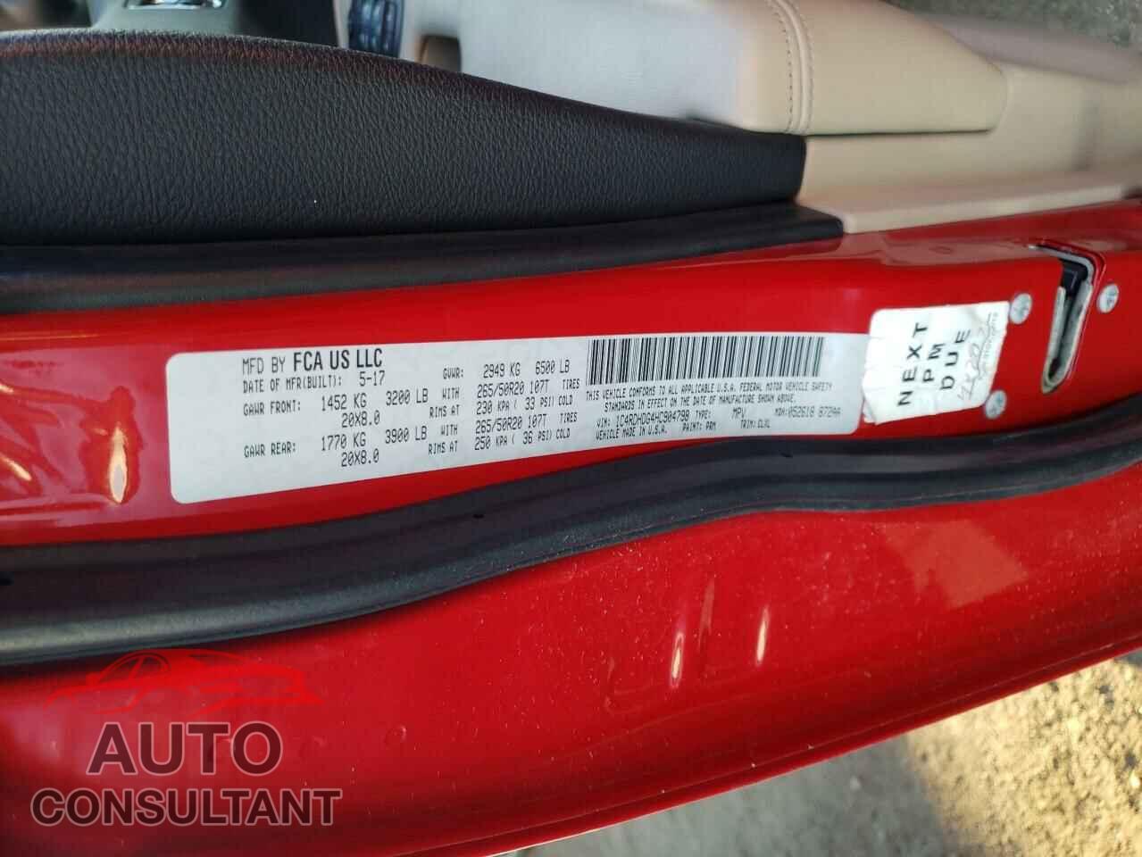DODGE DURANGO 2017 - 1C4RDHDG4HC904798