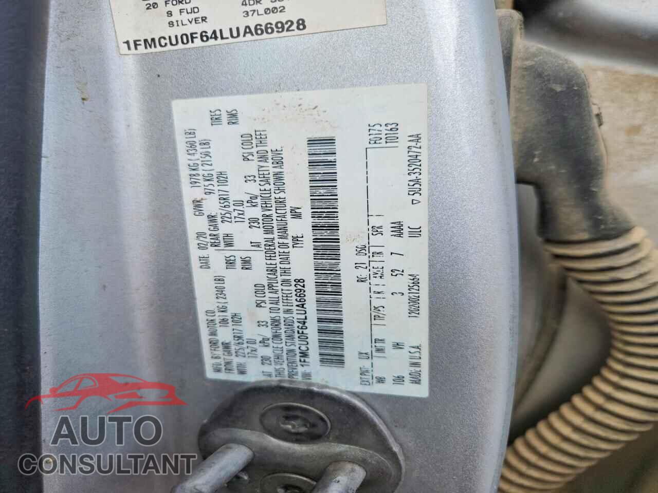 FORD ESCAPE 2020 - 1FMCU0F64LUA66928
