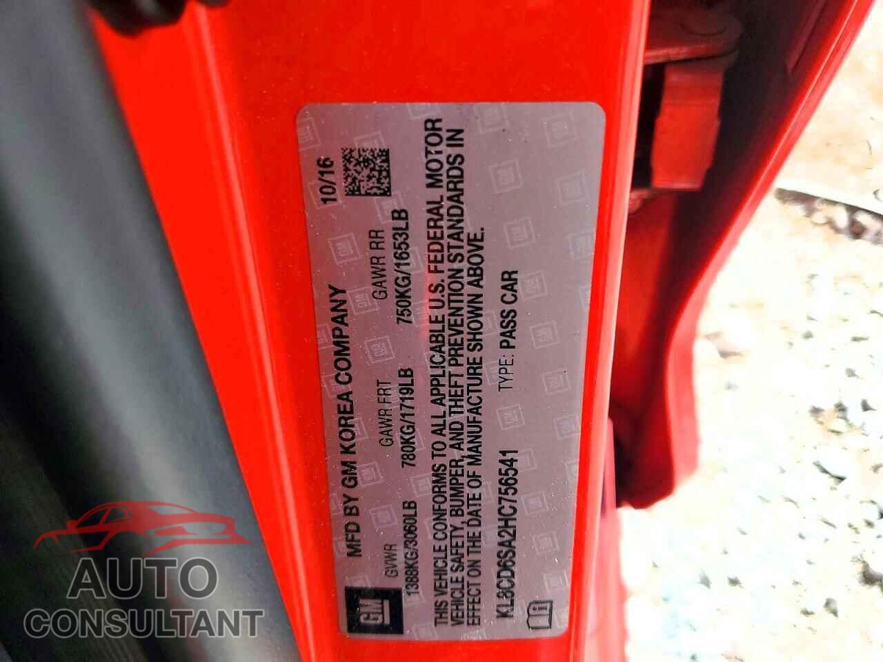 CHEVROLET SPARK 2017 - KL8CD6SA2HC756541