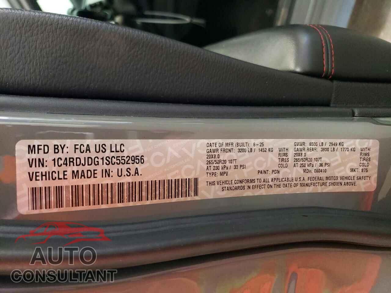 DODGE DURANGO 2025 - 1C4RDJDG1SC552956