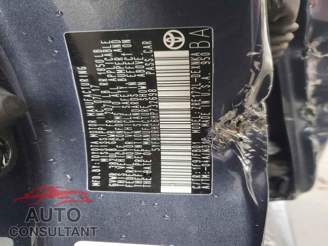 TOYOTA COROLLA 2017 - 5YFBURHE6HP732698
