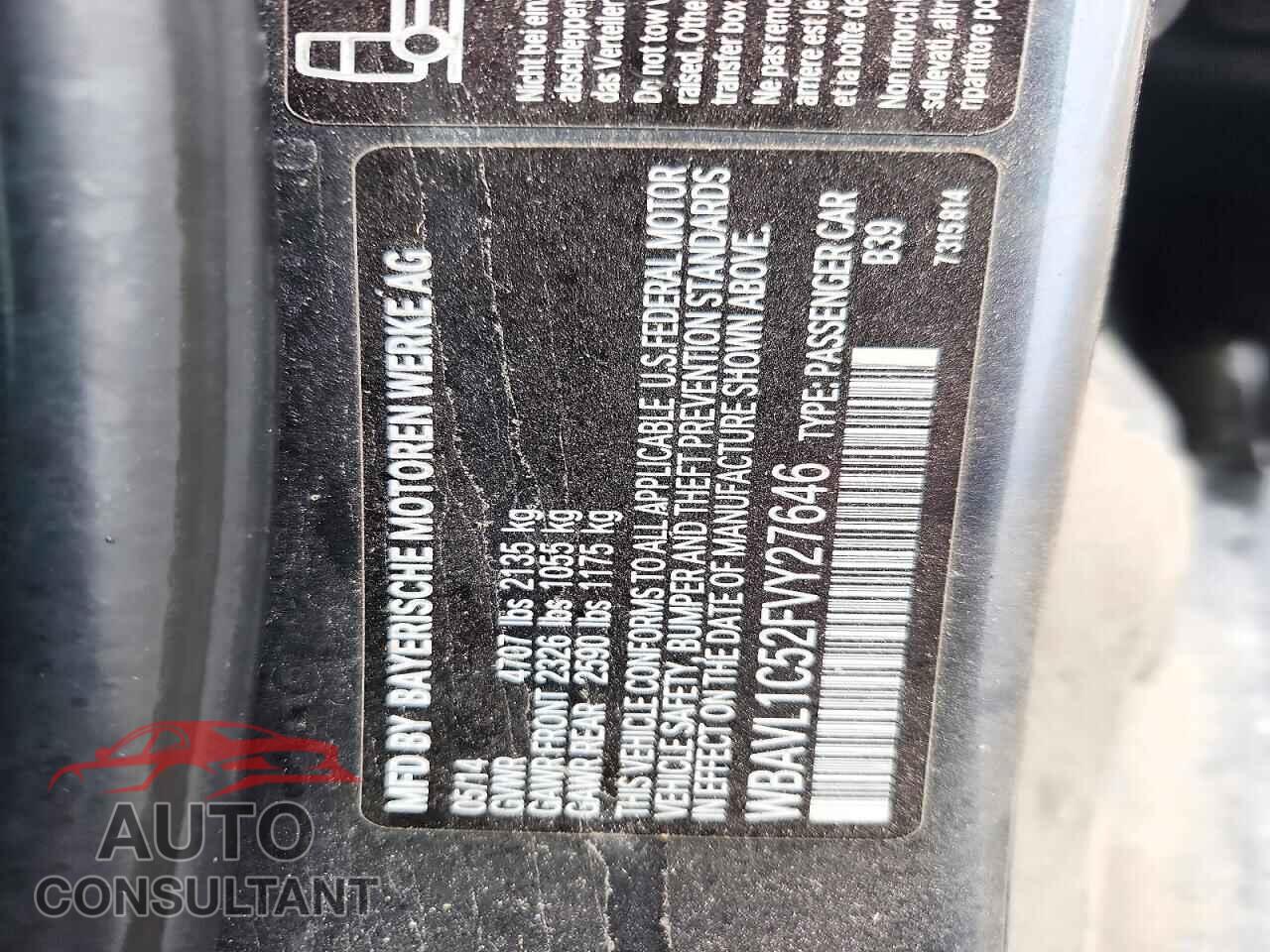BMW X1 2015 - WBAVL1C52FVY27646
