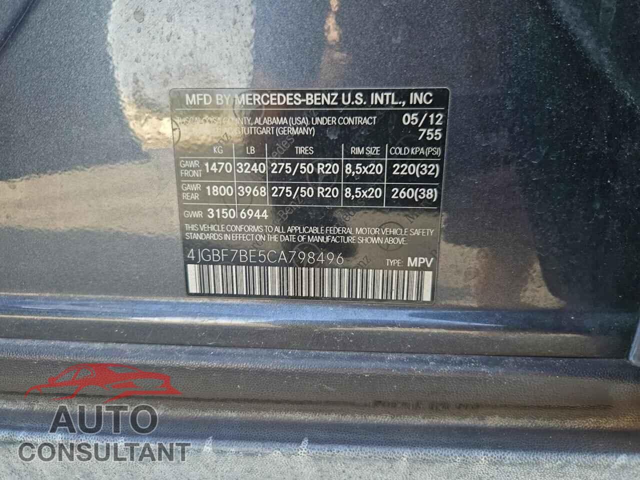 MERCEDES-BENZ GL-CLASS 2012 - 4JGBF7BE5CA798496