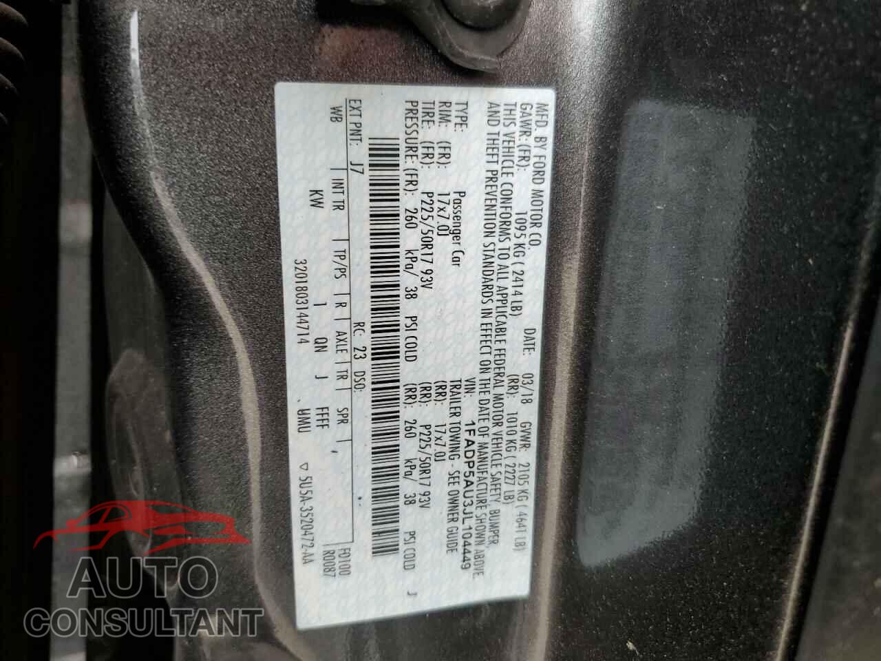 FORD CMAX 2018 - 1FADP5AU3JL104449