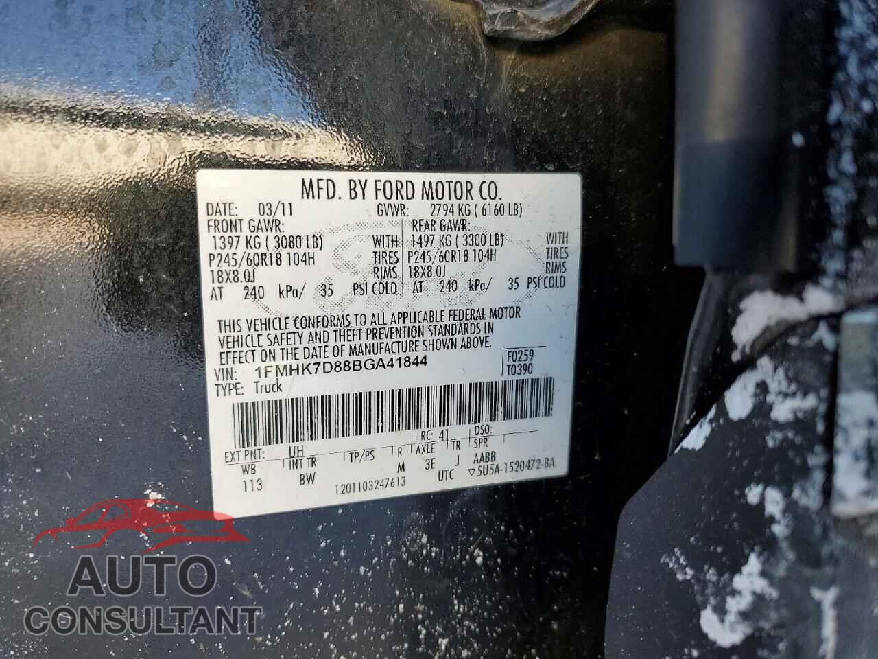 FORD EXPLORER 2011 - 1FMHK7D88BGA41844