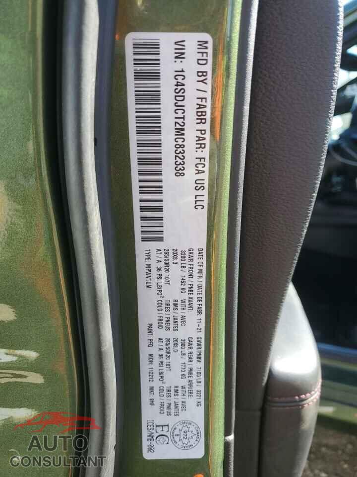 DODGE DURANGO 2021 - 1C4SDJCT2MC832338