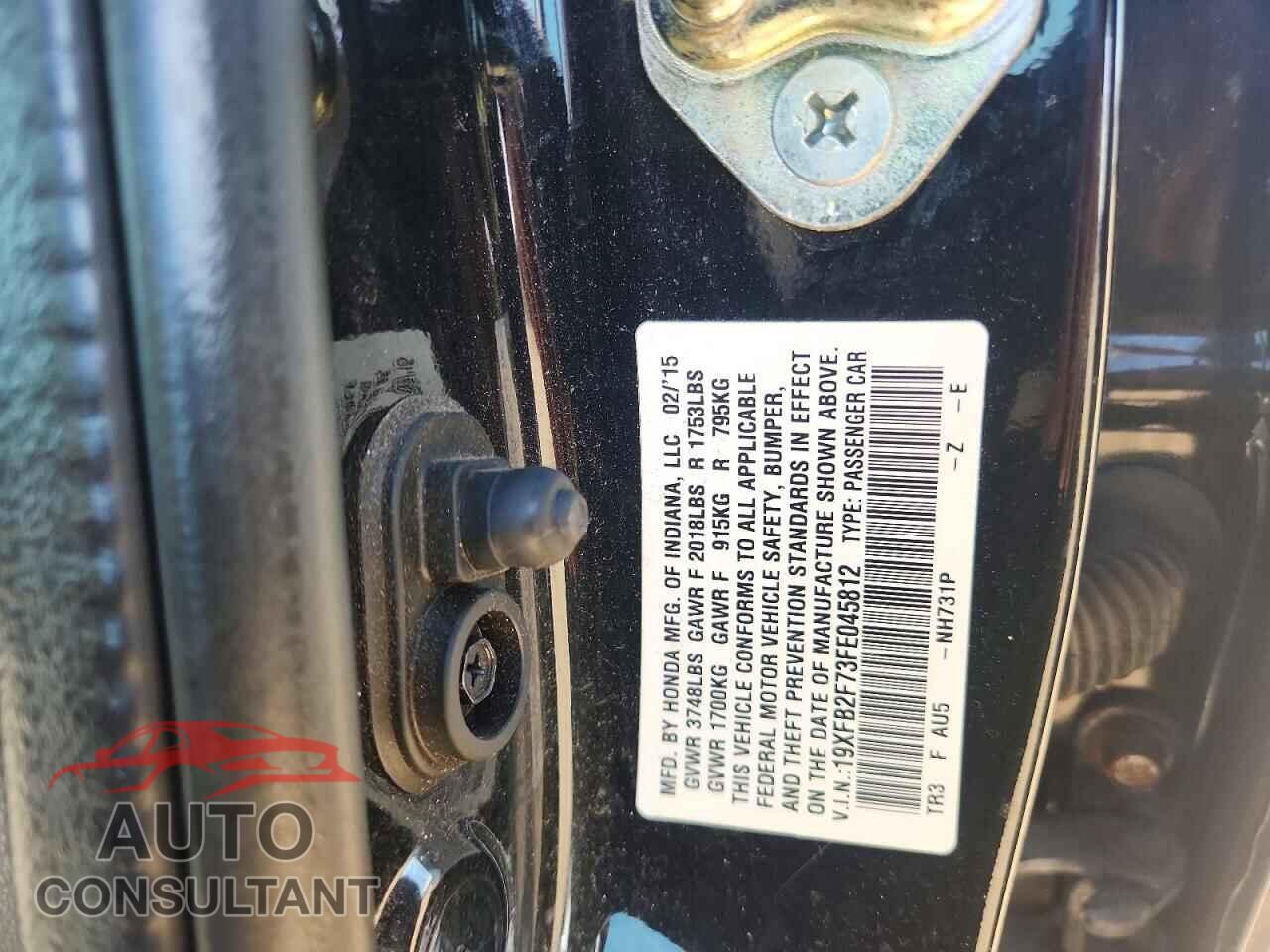 HONDA CIVIC 2015 - 19XFB2F73FE045812