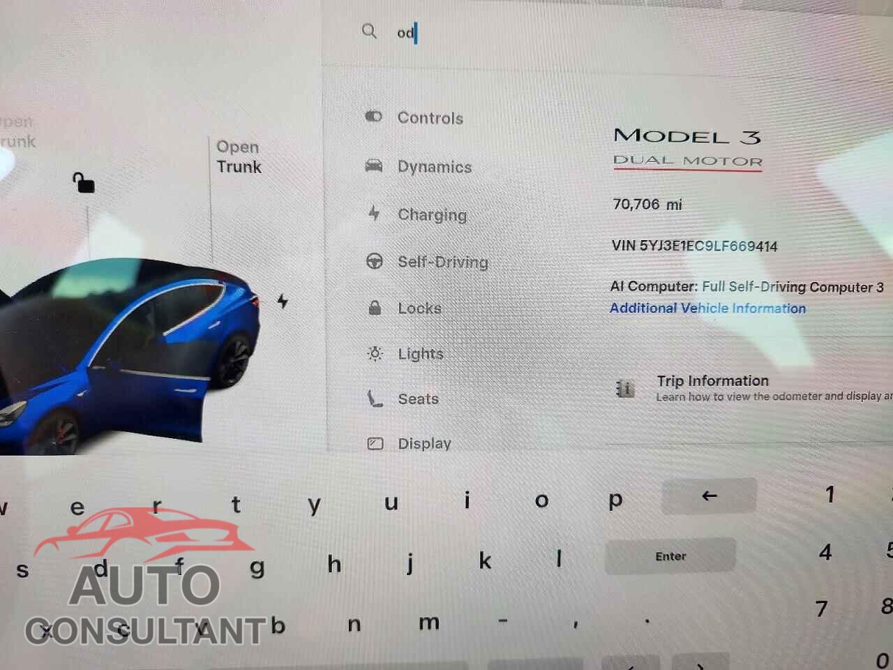 TESLA MODEL 3 2020 - 5YJ3E1EC9LF669414