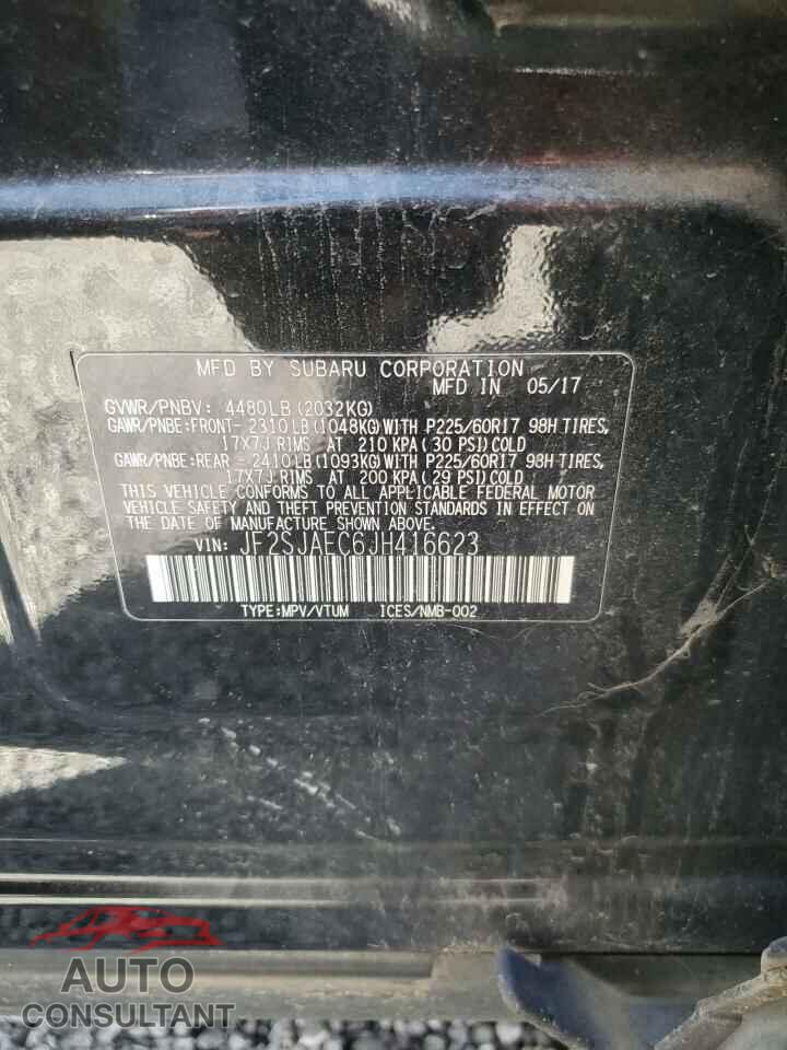 SUBARU FORESTER 2018 - JF2SJAEC6JH416623