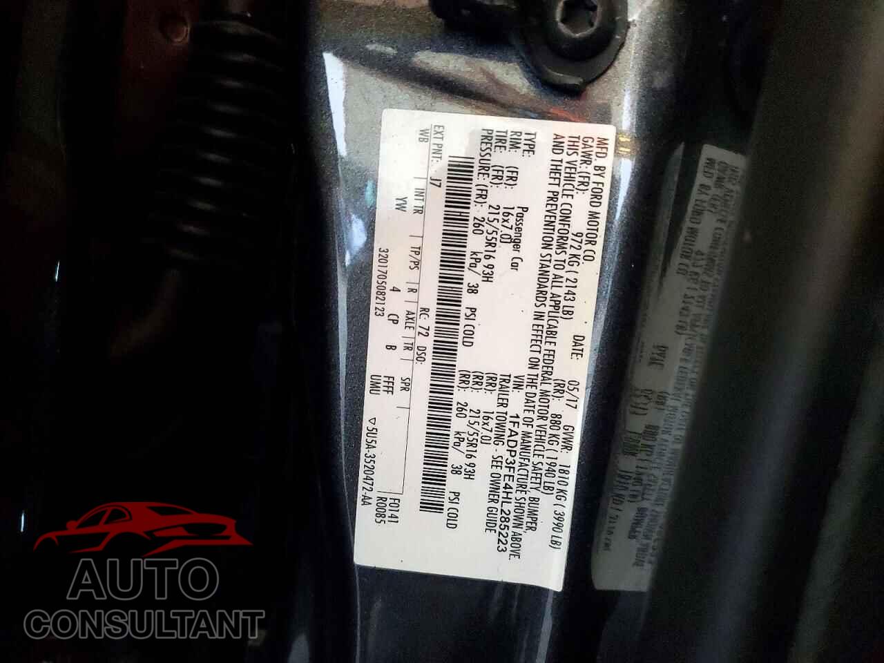 FORD FOCUS 2017 - 1FADP3FE4HL285223