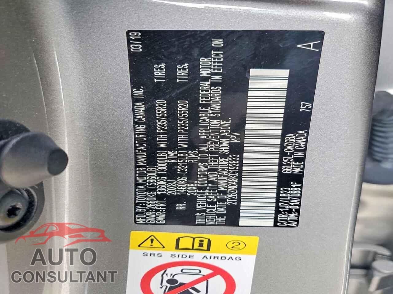 LEXUS RX350 2019 - 2T2BZMCA8KC192833