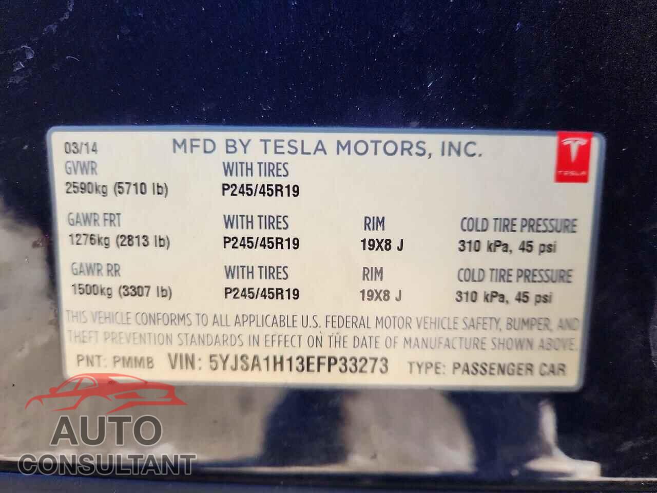 TESLA MODEL S 2014 - 5YJSA1H13EFP33273