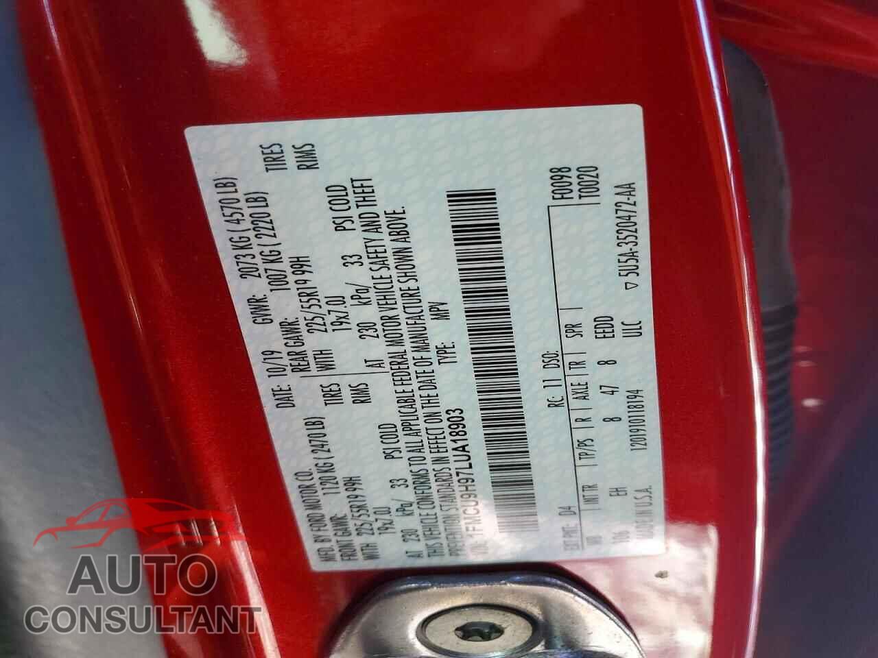 FORD ESCAPE 2020 - 1FMCU9H97LUA18903