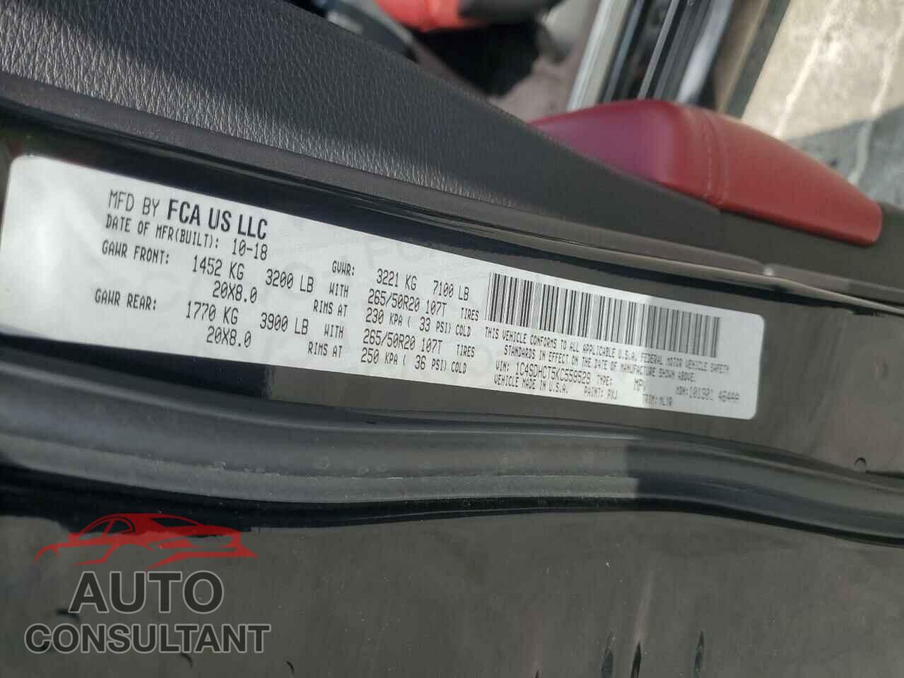 DODGE DURANGO 2019 - 1C4SDHCT5KC559529
