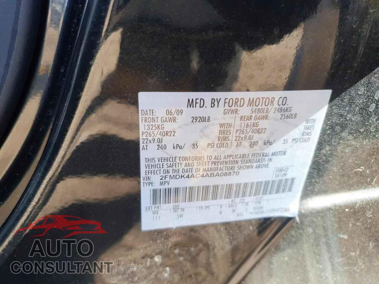 FORD EDGE 2010 - 2FMDK4AC4ABA08870
