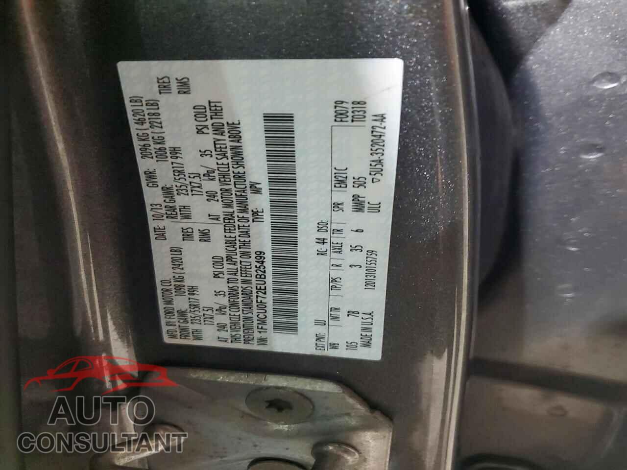FORD ESCAPE 2014 - 1FMCU0F72EUB25499