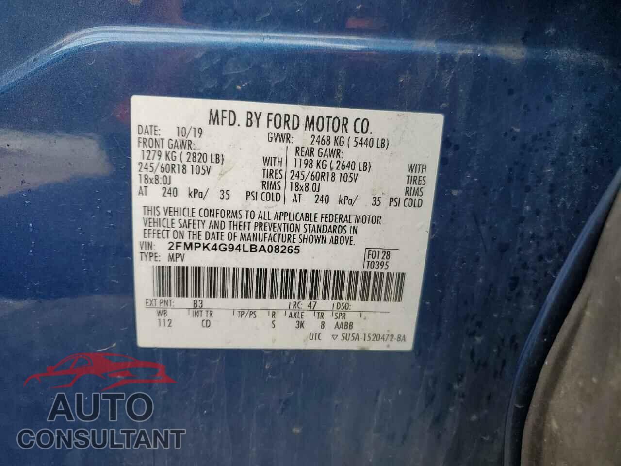 FORD EDGE 2020 - 2FMPK4G94LBA08265