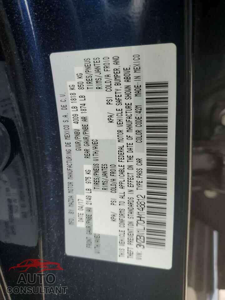MAZDA 3 2017 - 3MZBN1L70HM148812