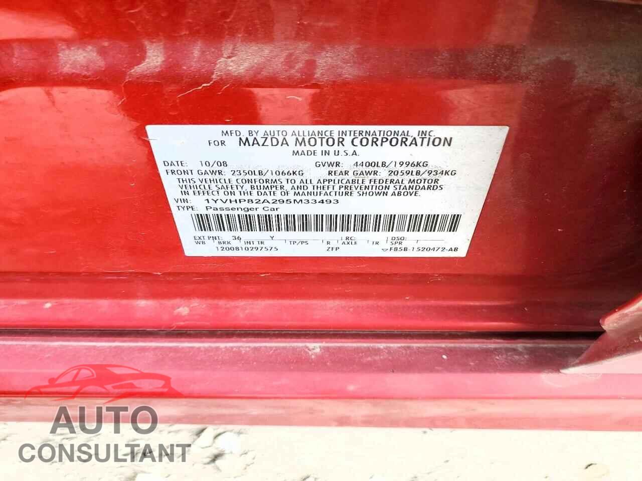 MAZDA 6 2009 - 1YVHP82A295M33493