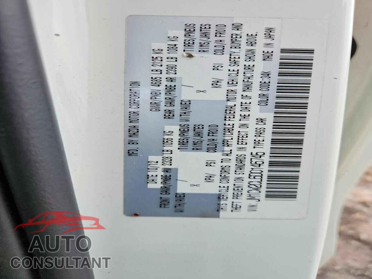 MAZDA 5 2013 - JM1CW2CL6D0146745