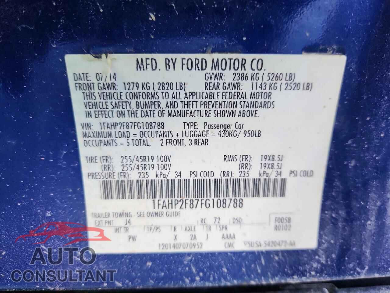 FORD TAURUS 2015 - 1FAHP2F87FG108788