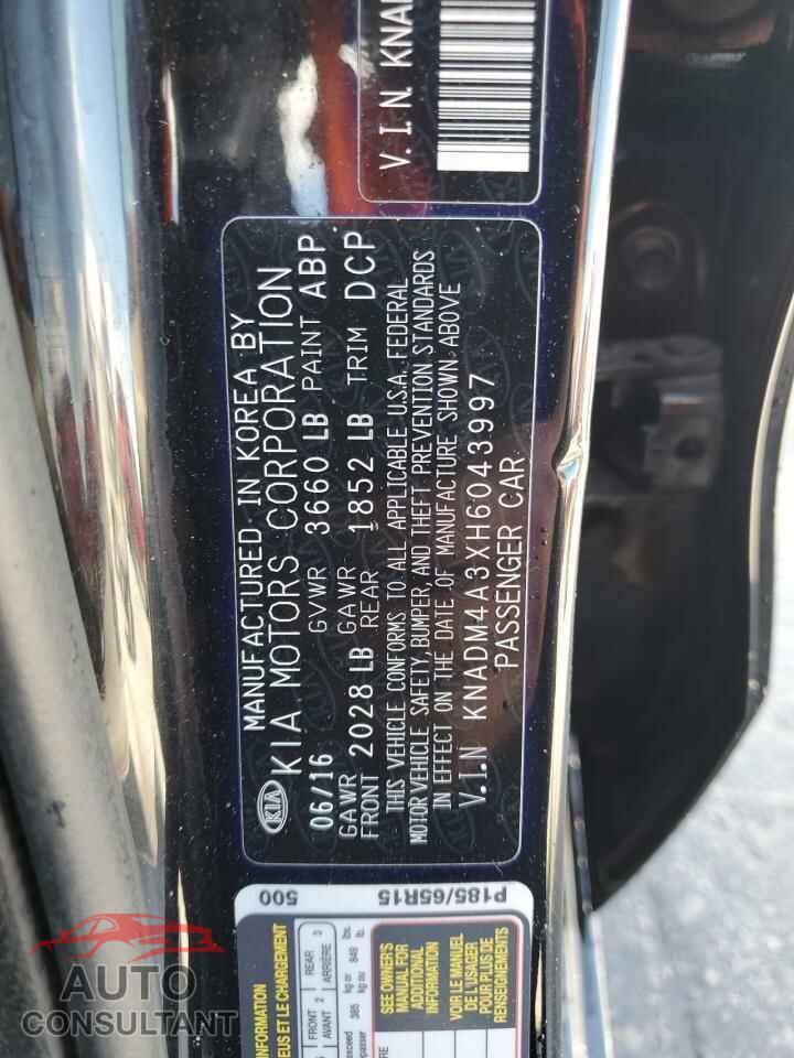 KIA RIO 2017 - KNADM4A3XH6043997