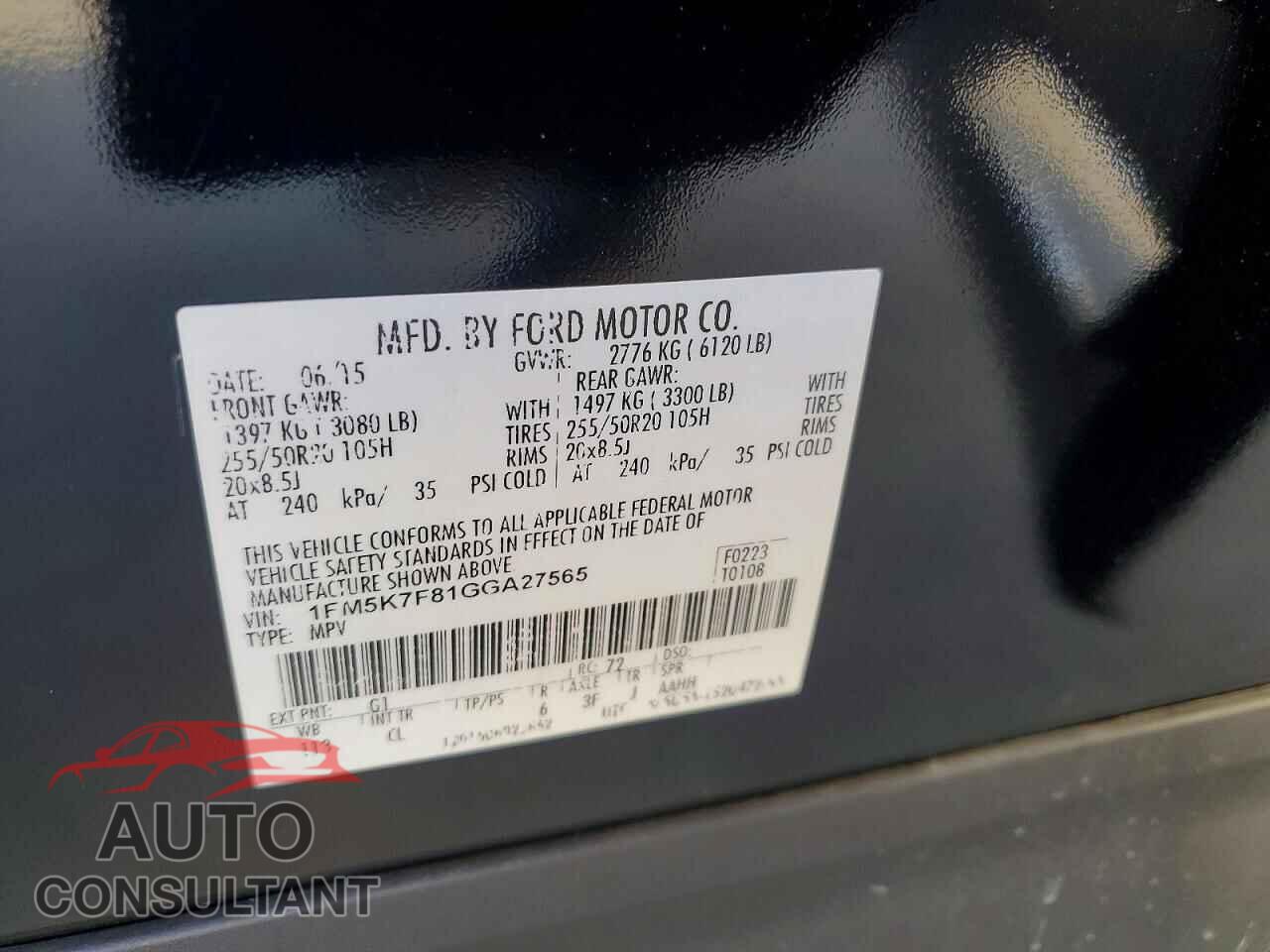 FORD EXPLORER 2016 - 1FM5K7F81GGA27565