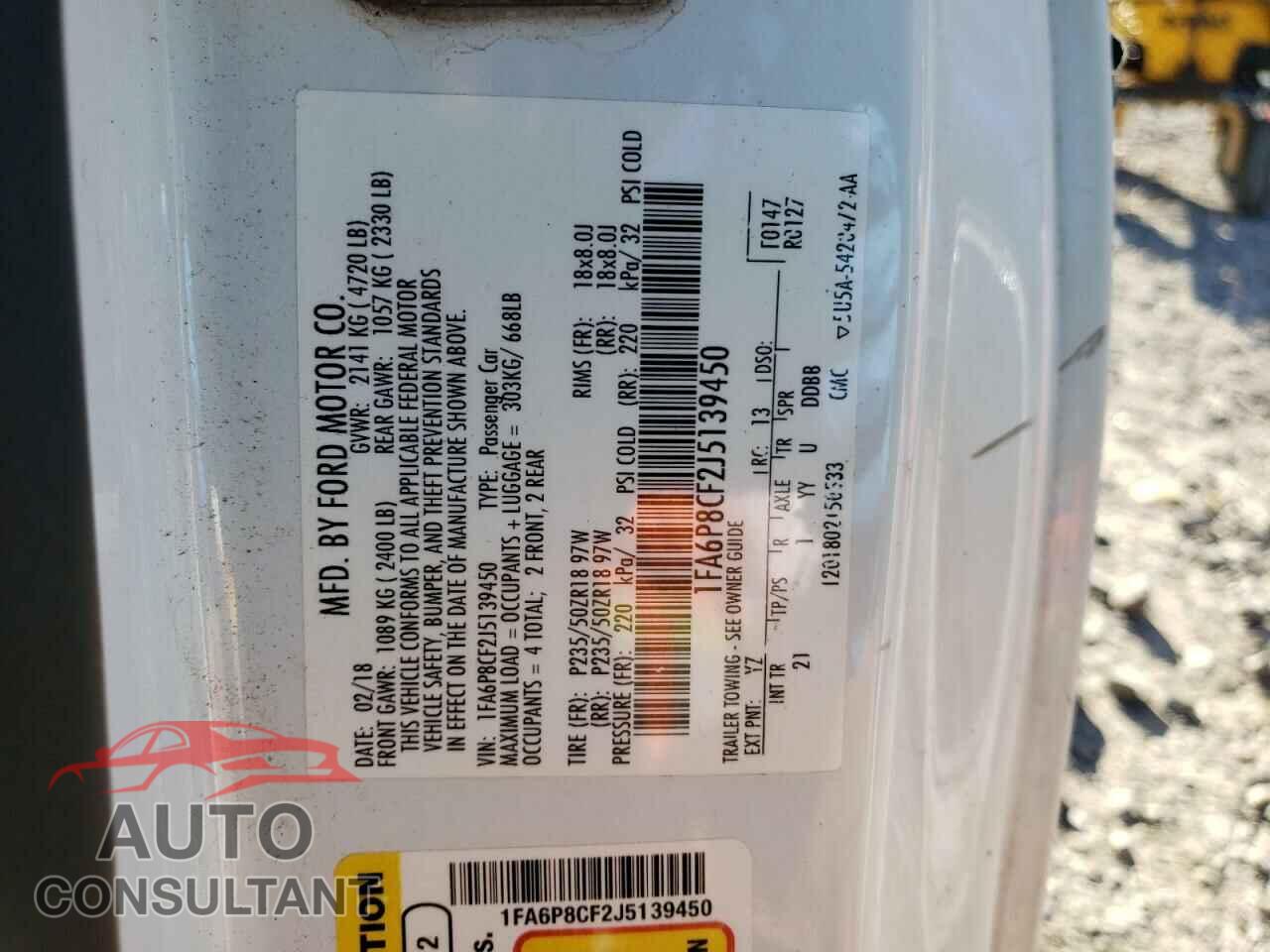 FORD MUSTANG 2018 - 1FA6P8CF2J5139450