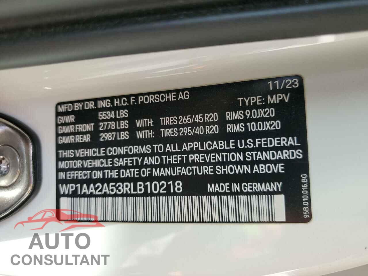 PORSCHE MACAN BASE 2024 - WP1AA2A53RLB10218
