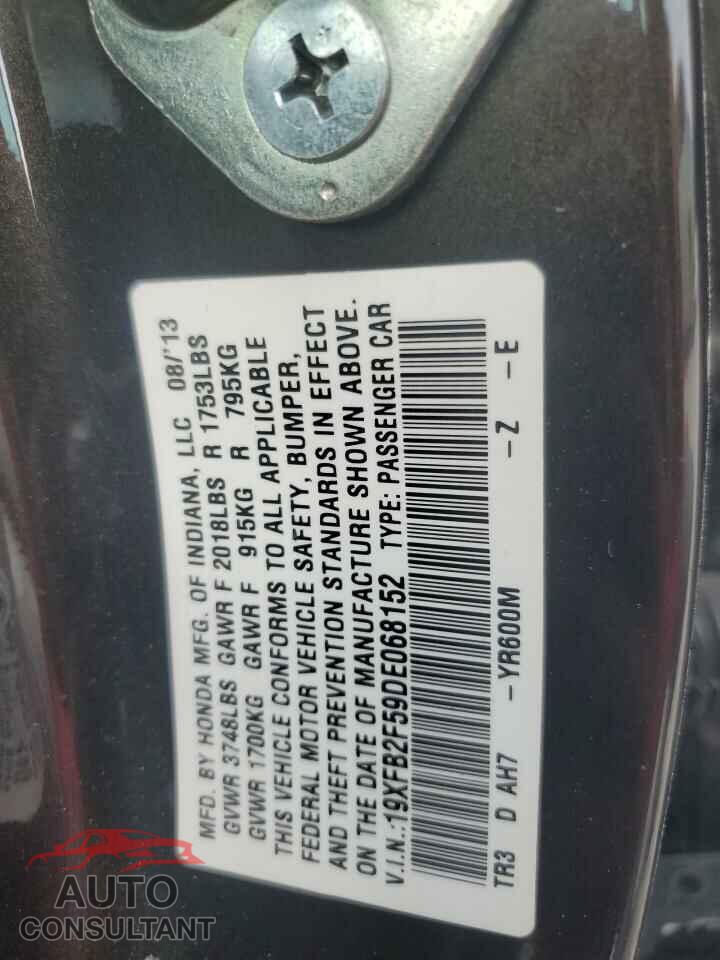 HONDA CIVIC 2013 - 19XFB2F59DE068152