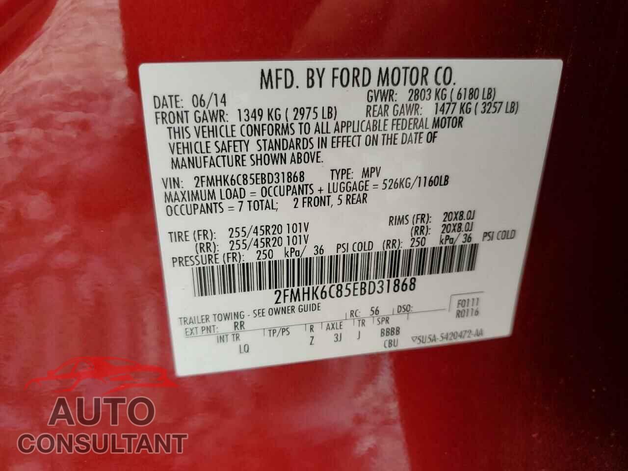 FORD FLEX 2014 - 2FMHK6C85EBD31868