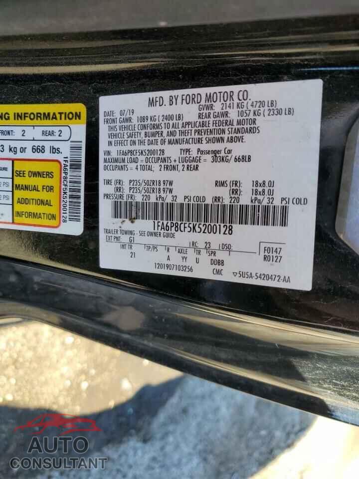 FORD MUSTANG 2019 - 1FA6P8CF5K5200128