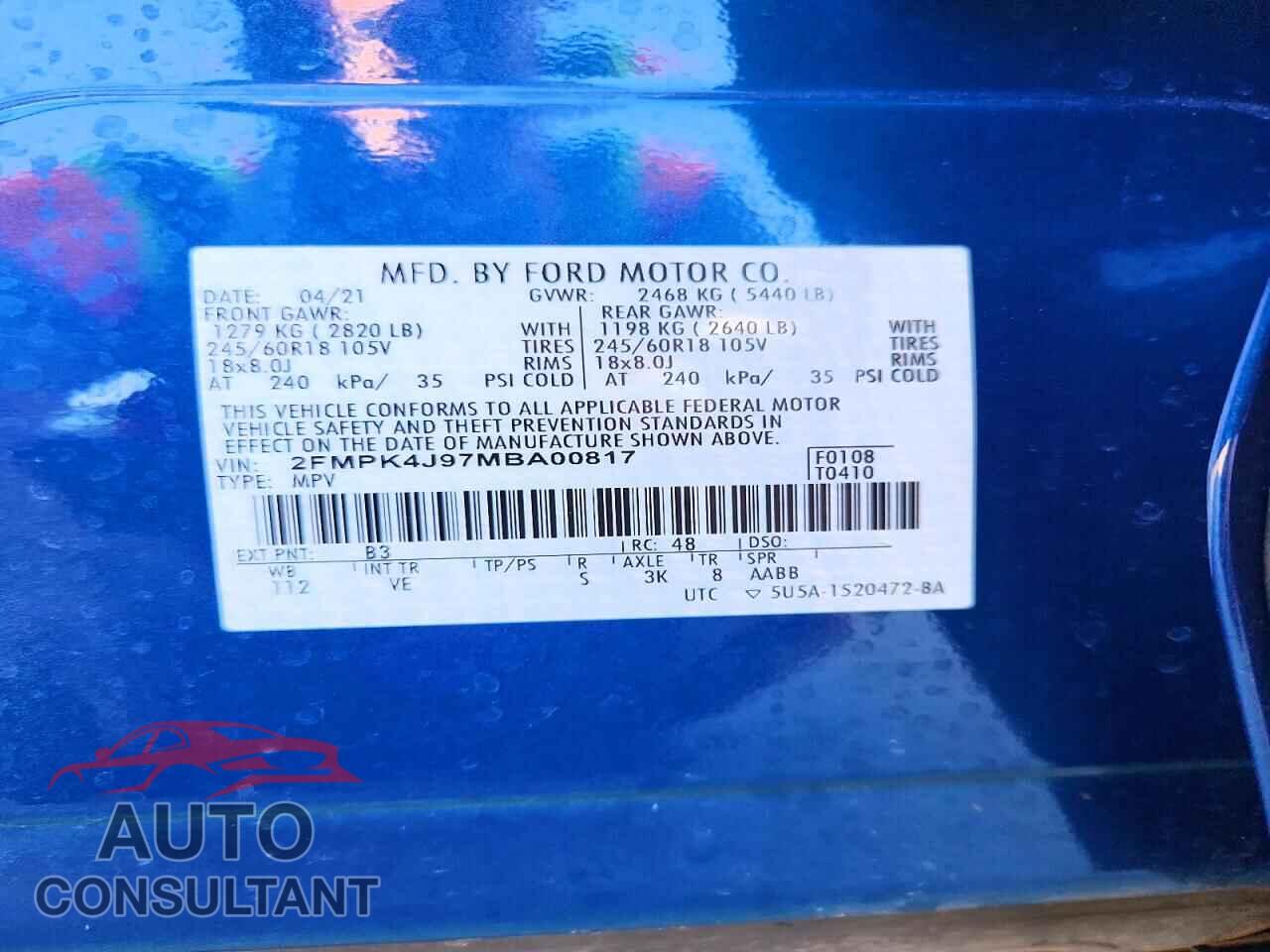 FORD EDGE 2021 - 2FMPK4J97MBA00817
