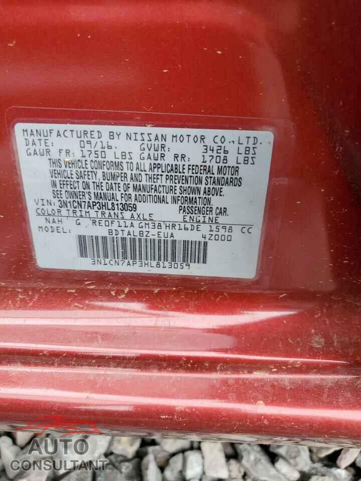 NISSAN VERSA 2017 - 3N1CN7AP3HL813059