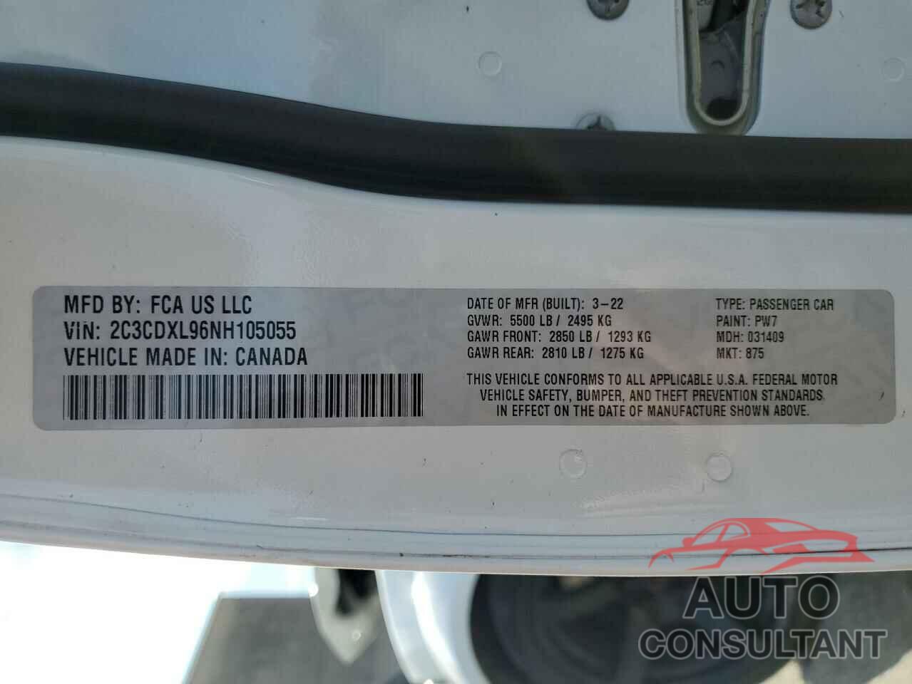 DODGE CHARGER 2022 - 2C3CDXL96NH105055