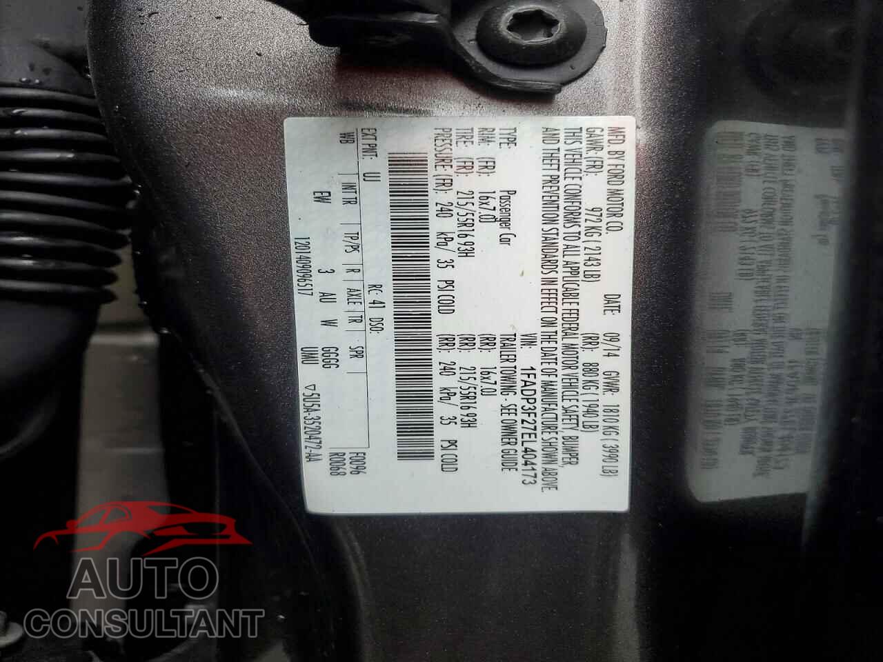 FORD FOCUS 2014 - 1FADP3F27EL404173