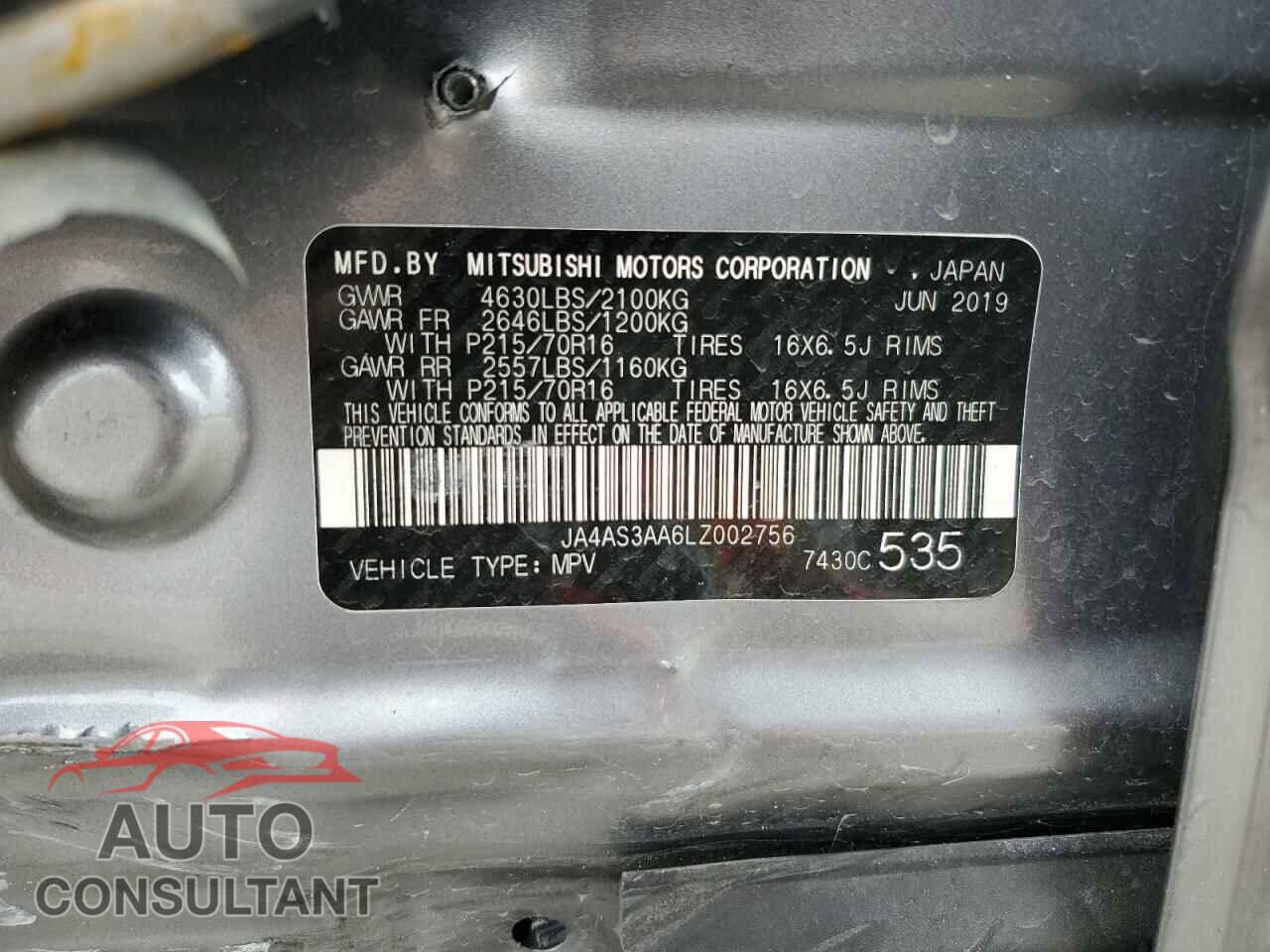 MITSUBISHI ECLIPSE 2020 - JA4AS3AA6LZ002756